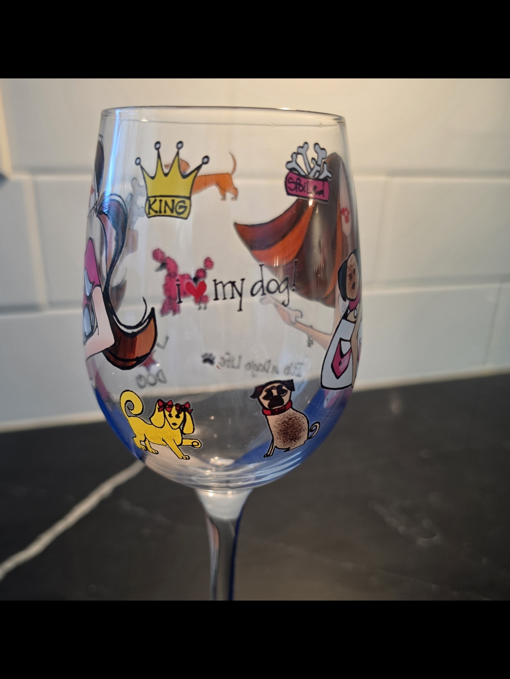 Rare‎ 2010 95 & Sunny Bottom's Up "Pawprints on My Heart" Dog Lover Wine Glass - Picture 3 of 8